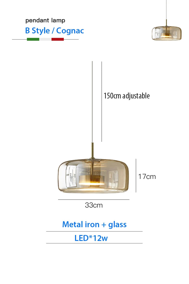 Luxury Designer Glass Chandelier with Adjustable Hanging Cord Elegant Cafe Lighting for Home Dining Room Bedroom Ceiling Fixture