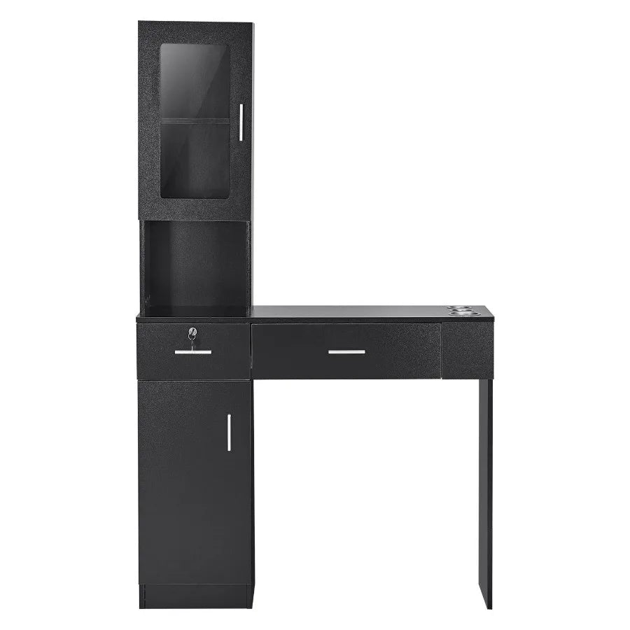 Salon Workstation WallMounted Unit for Hair Professionals Spa Styling Storage Solution Includes 1 Cabinet 3 Shelves and 2 Draw
