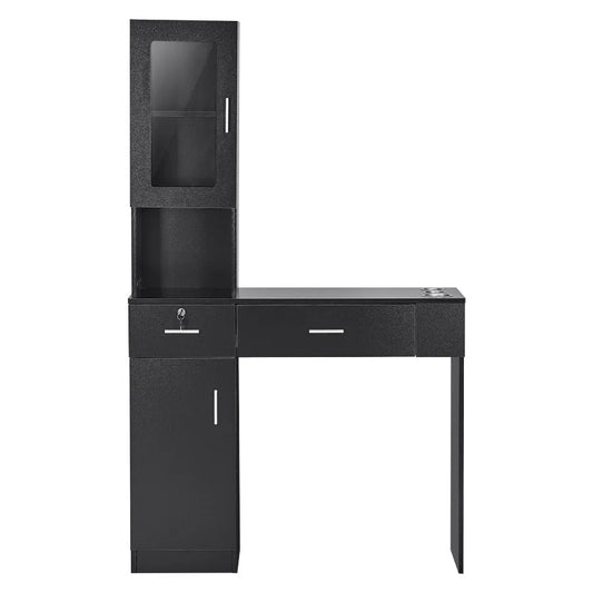 Salon Workstation WallMounted Unit for Hair Professionals Spa Styling Storage Solution Includes 1 Cabinet 3 Shelves and 2 Draw