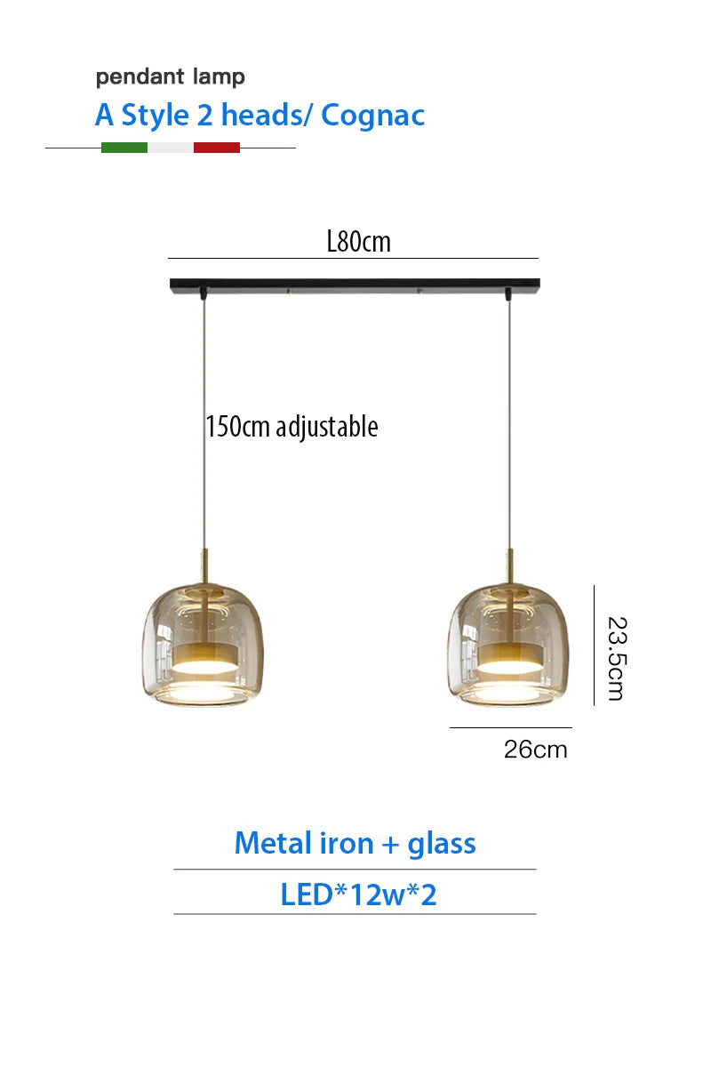 Luxury Designer Glass Chandelier with Adjustable Hanging Cord Elegant Cafe Lighting for Home Dining Room Bedroom Ceiling Fixture