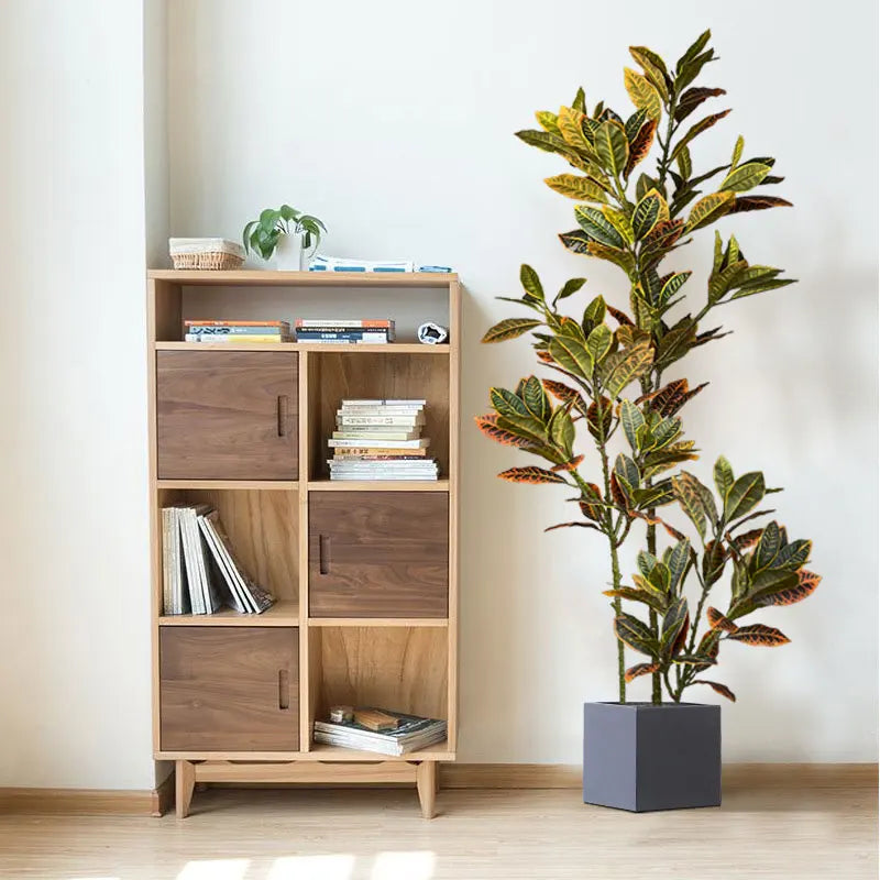 120cm Large Fake Ficus Tree Artificial Tropical Rubber Plants Plastic Codiaeum Tree Leaves Autumn Leafs for Home Garden Decor
