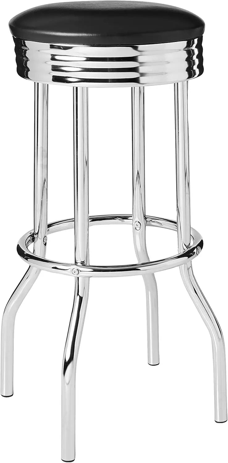 3905Set Retro 3Pc Bar Set W/ 2 Stools Bla And Chrome