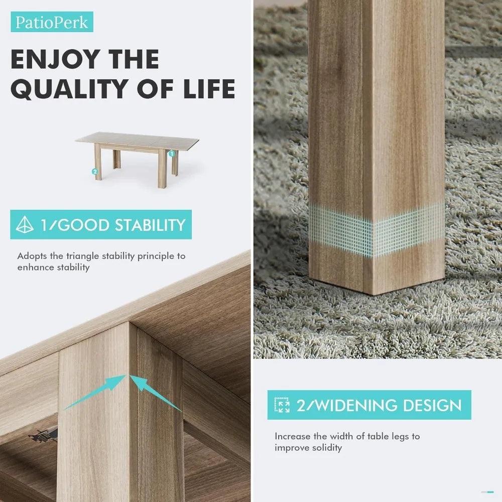 Dining Room Table for 6-10 Person, Plank and Beam Farmhouse Large Rectangular Kitchen Tables for Living Meeting Room