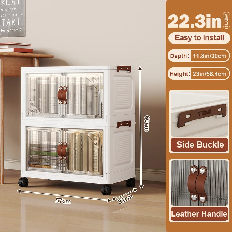 Multi-layer Multifunction Folding Living Room Cabinet Closet Organizer With Wheel Stackable Sundries Large Capacity Storage Box