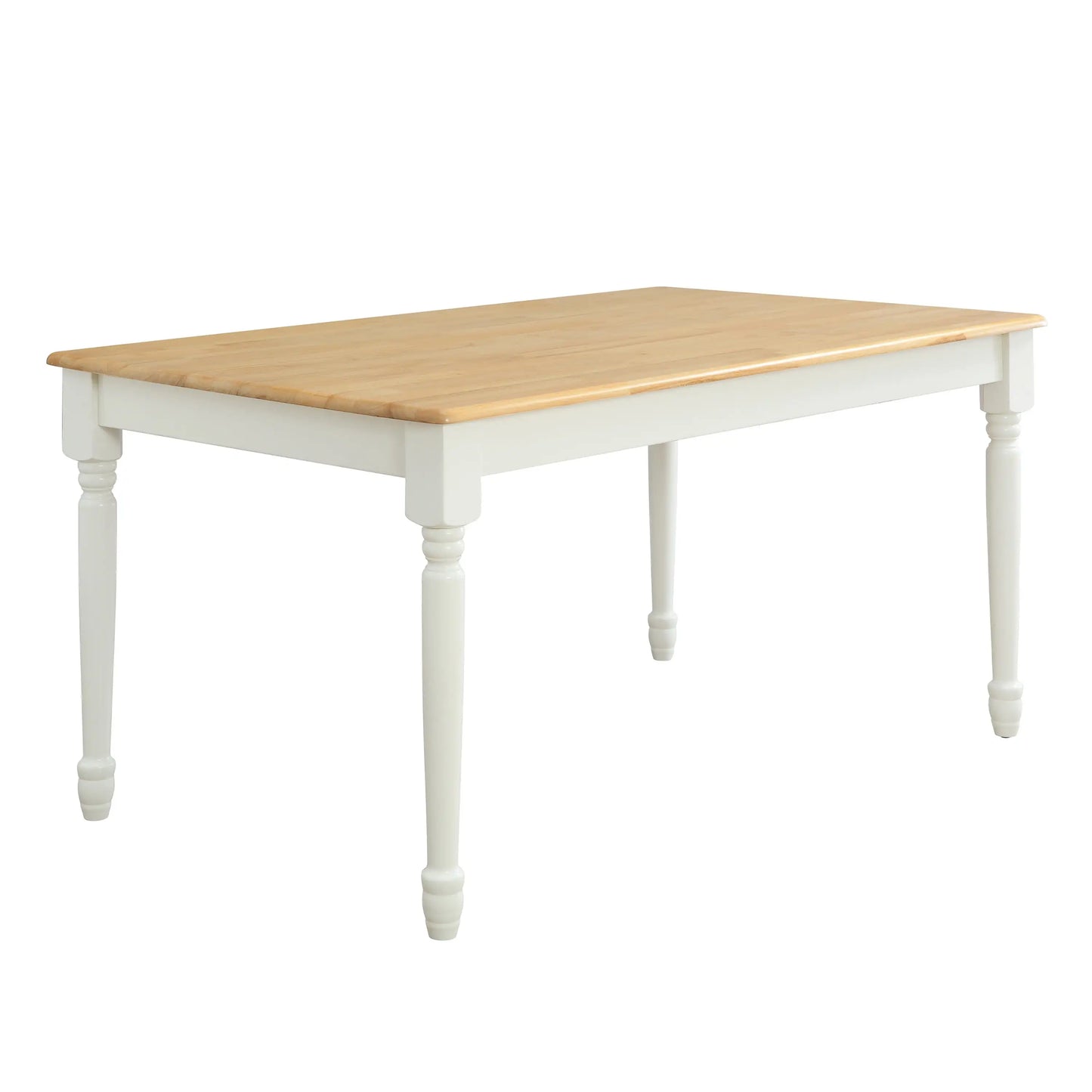 Autumn Lane Farmhouse Dining Table, White and Natural (Table only),comfortably seats 6 people