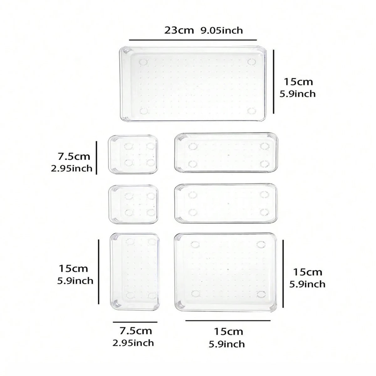 7 件套 Desk Drawer Organizers Set Plastic Bathroom Storage Makeup Organizer Clear Transparent Storage Box Drawer Organizer