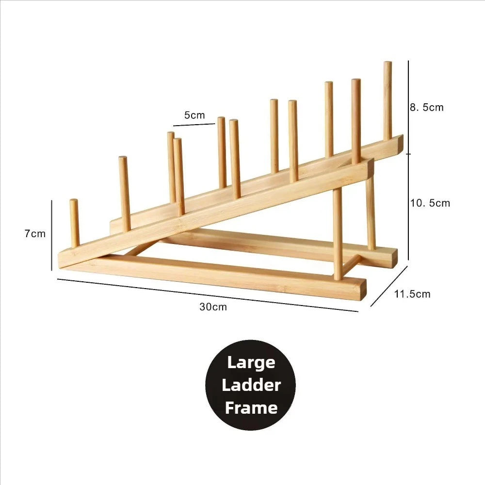 2025 DIY Locker Bamboo Drain Rack Wooden Plate Rack Dish Rack Kitchen Organizer for Plates/Cutting Boards/Plates/Cups/Pot Lid